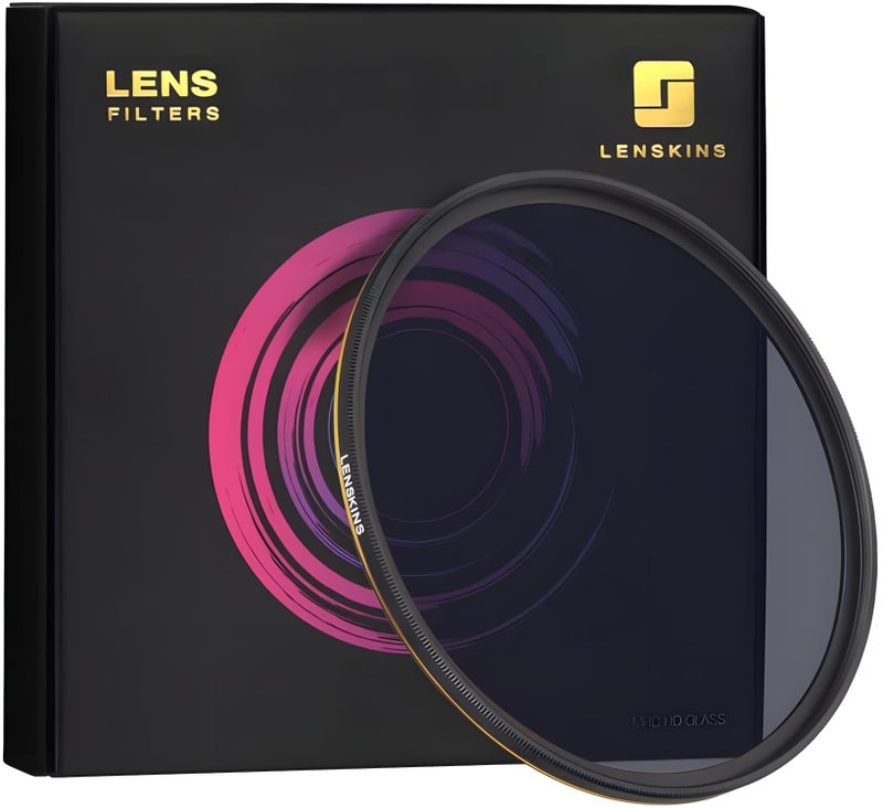 LENSKINS فلتر LENSKINS 82mm ND64، فلتر كثافة محايدة 6 توقف لعدسات الكاميرا، مغلف بطبقة متعددة مقاومة 16، زجاج بصري ألماني، فلاتر ND محكمة الطقس مع قطعة قماش العدسة - Image 1